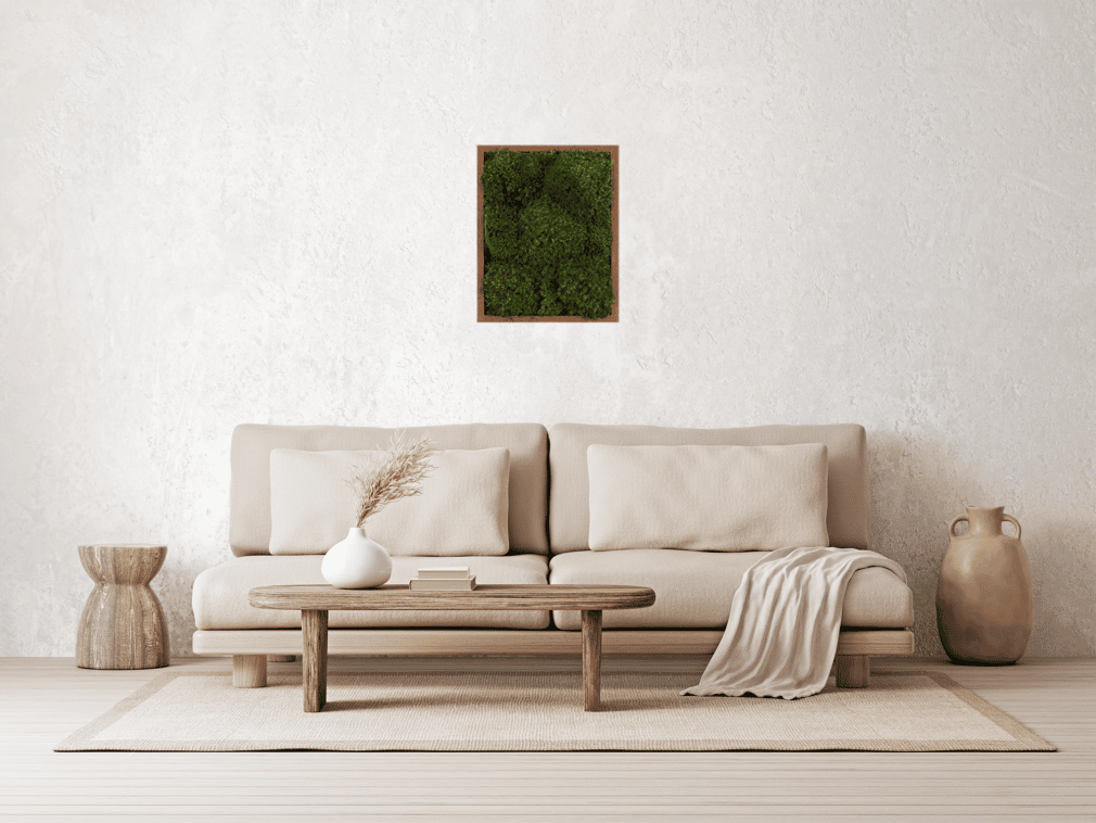 Moss Pure living moss frame moss wall art in living room.