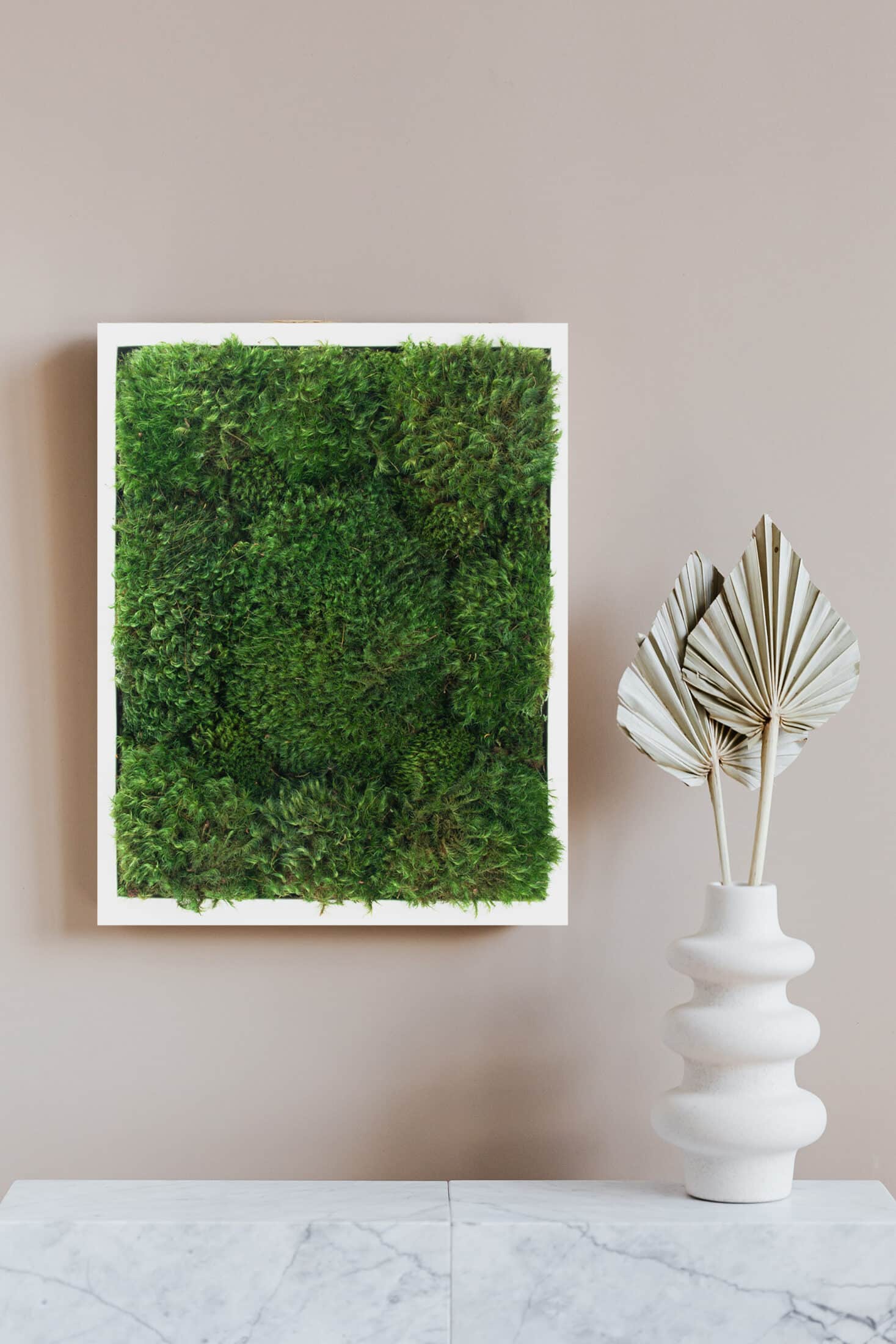 Live Mood Moss Wall Art in White, 11x14