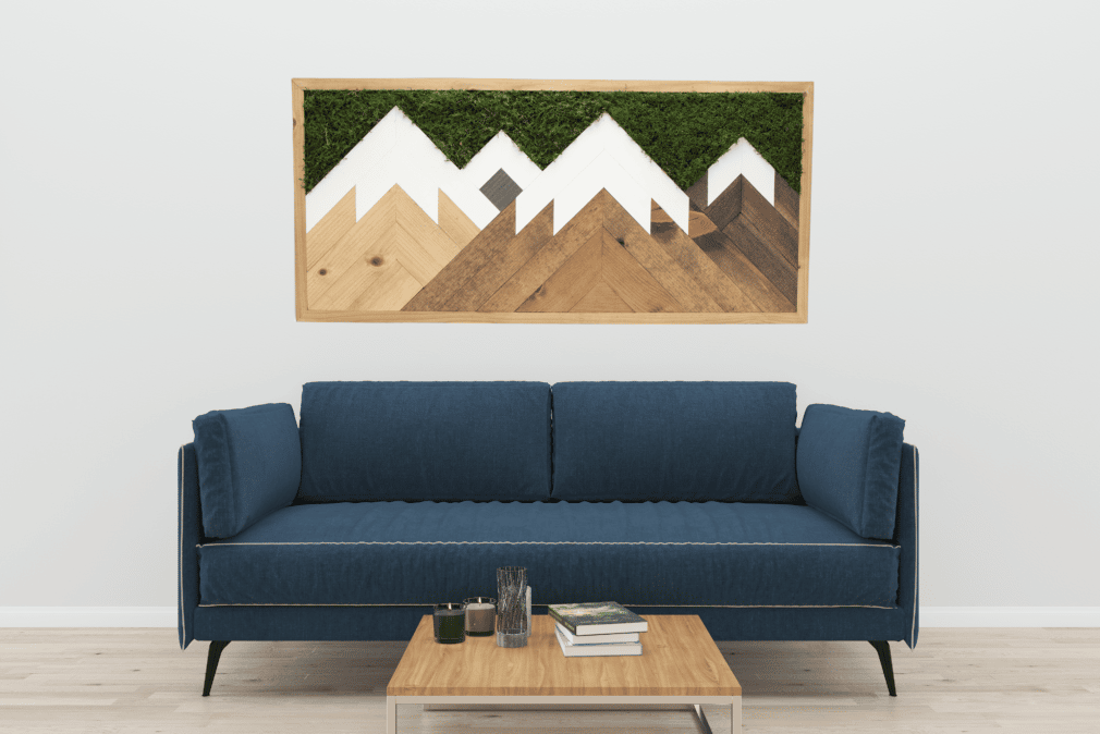 Moss Pure live moss living moss wall art that improves air quality and provides therapeutic relief from stress and anxiety. Moss wall art in home.