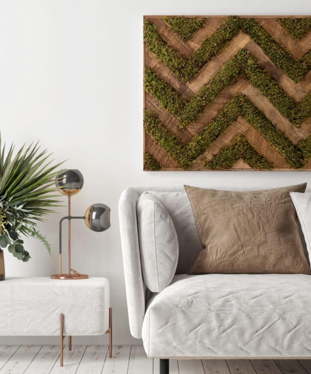 live moss wall art improves air quality and provides stress relief