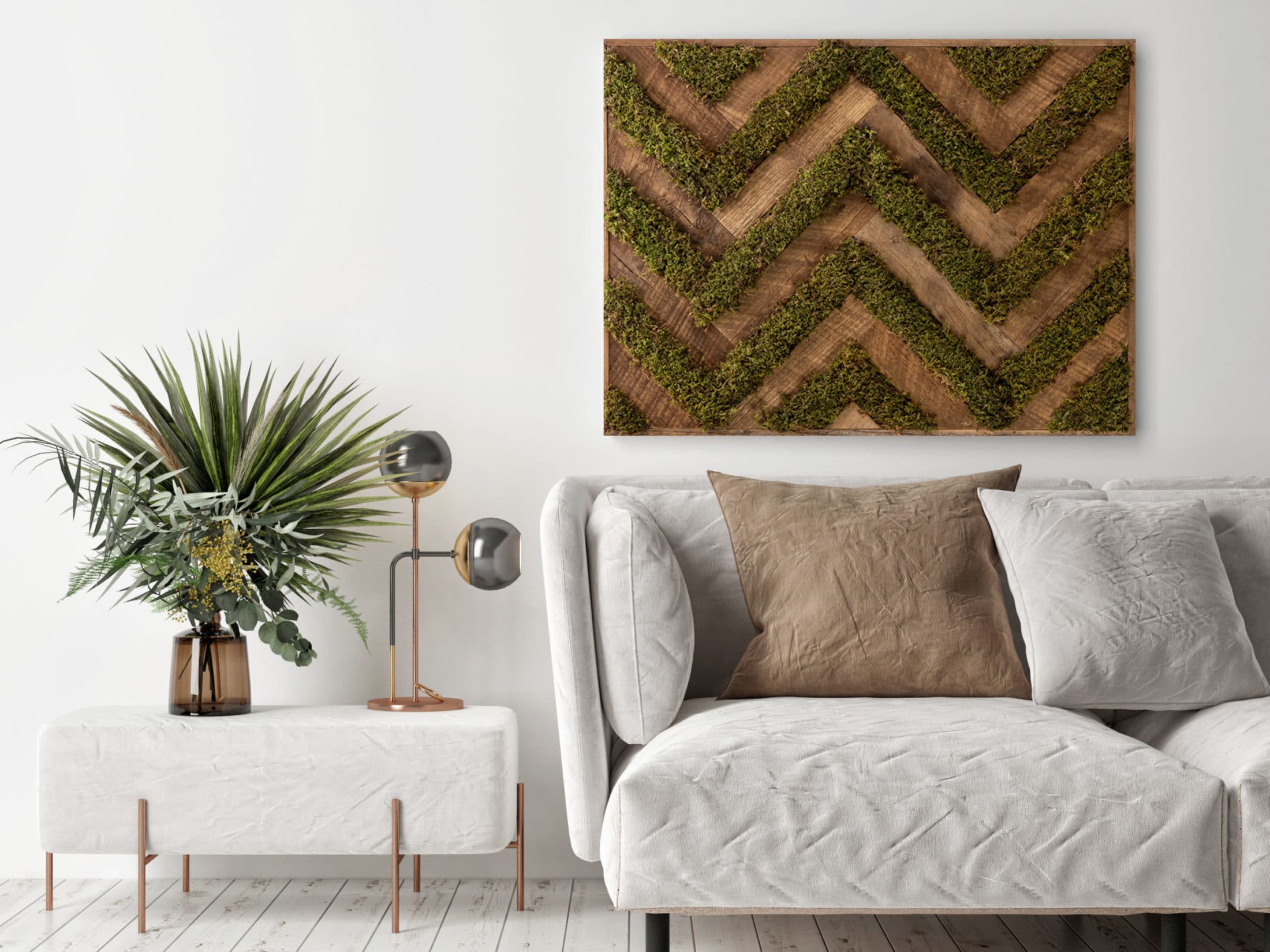 Live Mood Moss Wall Art in Natural Wood
