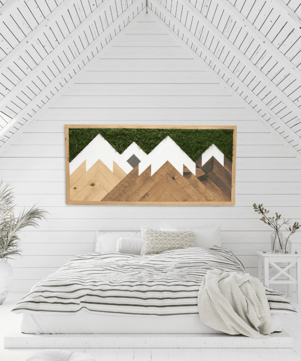 Live Mood Moss Wall Art in White, 12x 12