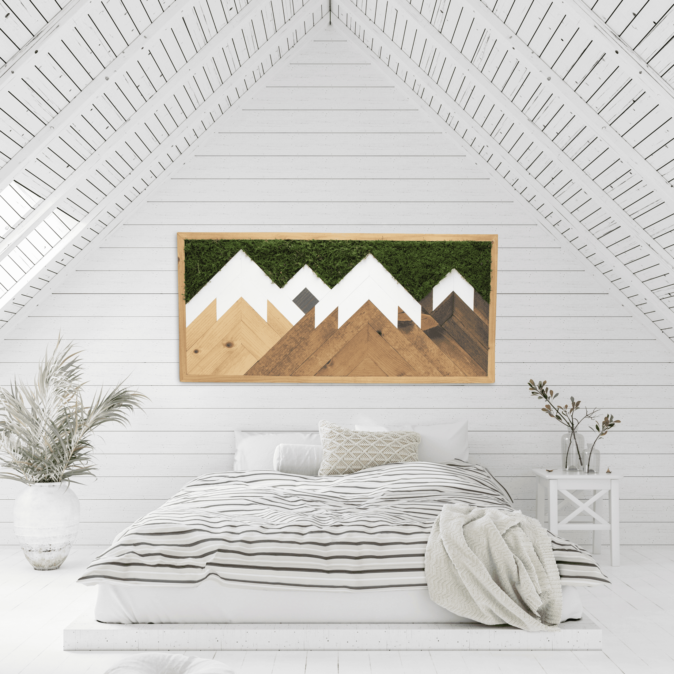 Handmade Moss Wall Art | Preserved Moss Art | Sustainable Decor |  Eco-Friendly | Vertical Art | Moss Art with Wood Accent