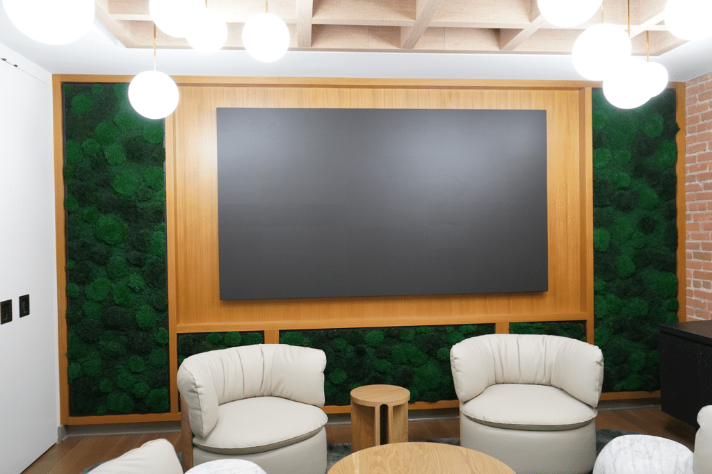 Live moss wall system in corporate office in the Boston Seaport.