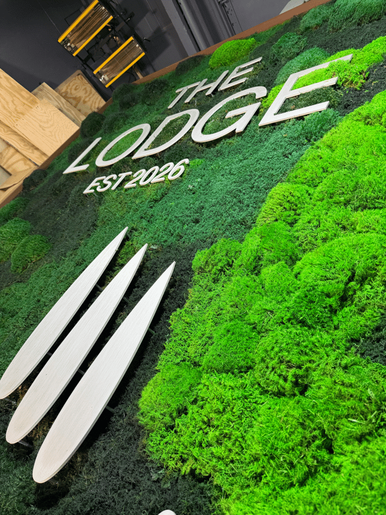 Moss Pure's living moss wall installed at a luxury apartment building in California.