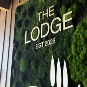 Moss Pure's living moss wall installed at a luxury apartment building in California.