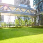 Live moss turf at a luxury corporate office building