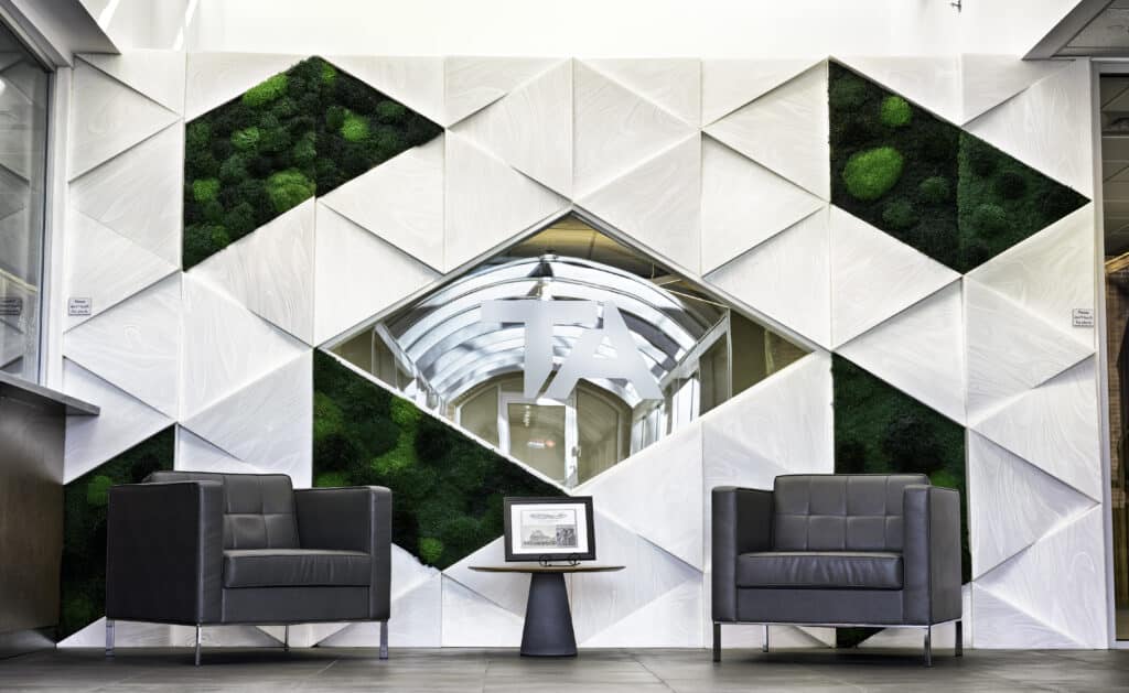 Moss Pure Replaces Preserved Moss Walls in Corporate Office Lobby