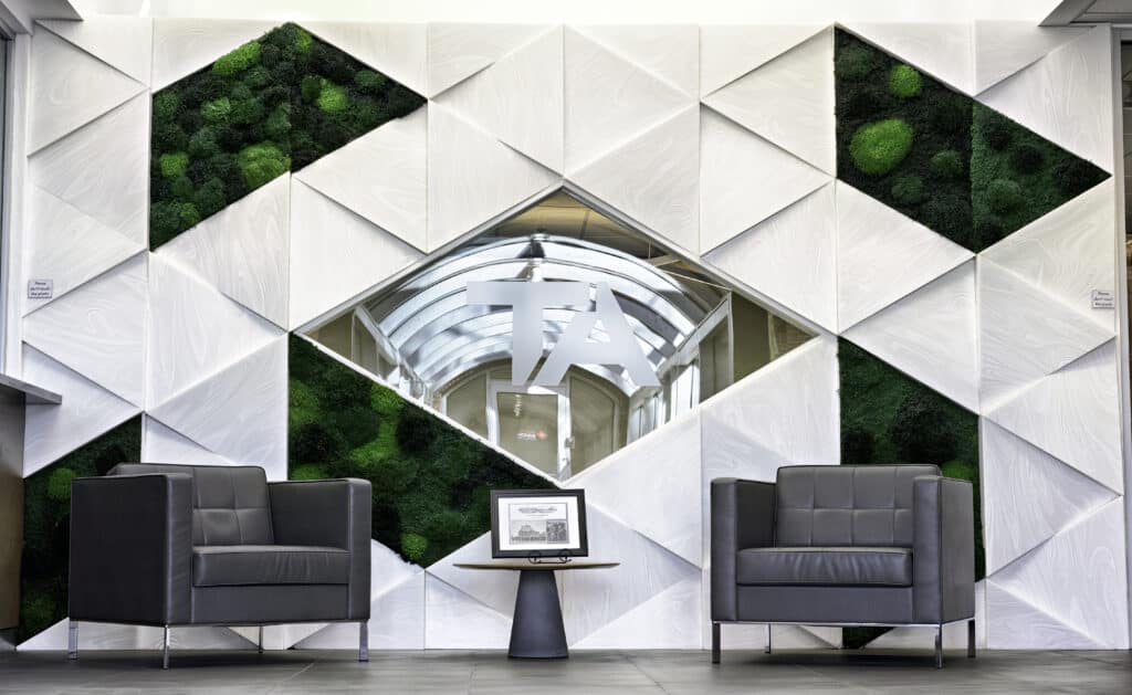 Moss Pure Replaces Preserved Moss Walls in Corporate Office Lobby