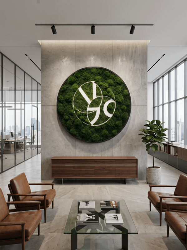 Live Moss Circle Frame and Logo for Procter & Gamble Corporate Offices