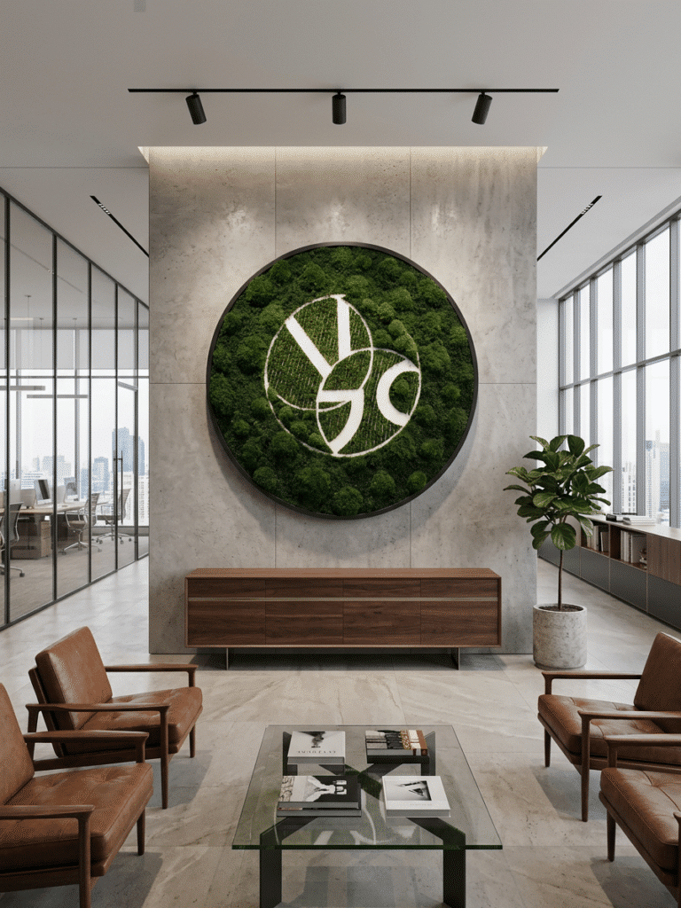 Live Moss Circle Frame and Logo for Procter & Gamble Corporate Offices