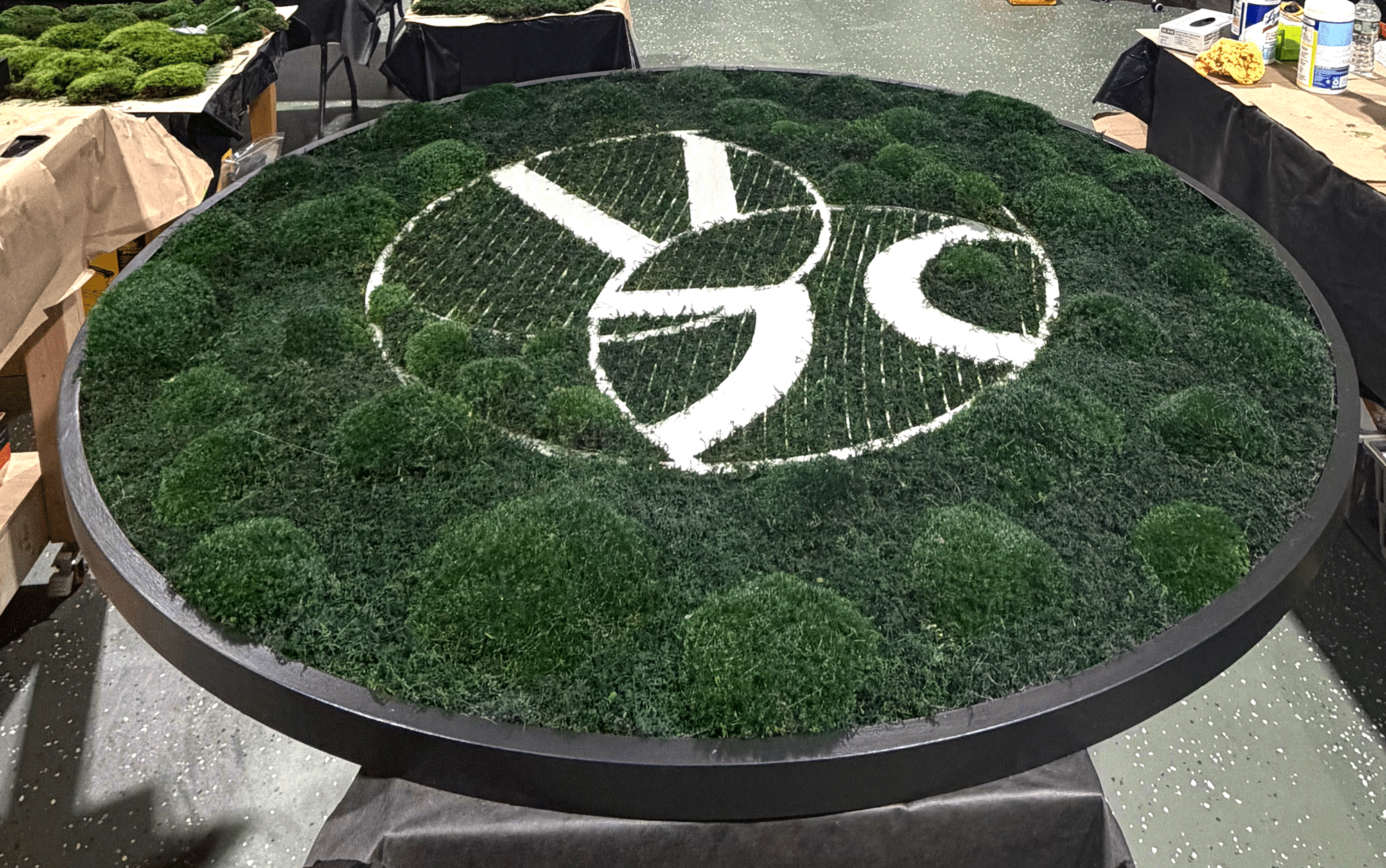 Live Moss Circle Frame and Logo for Procter & Gamble Corporate Offices